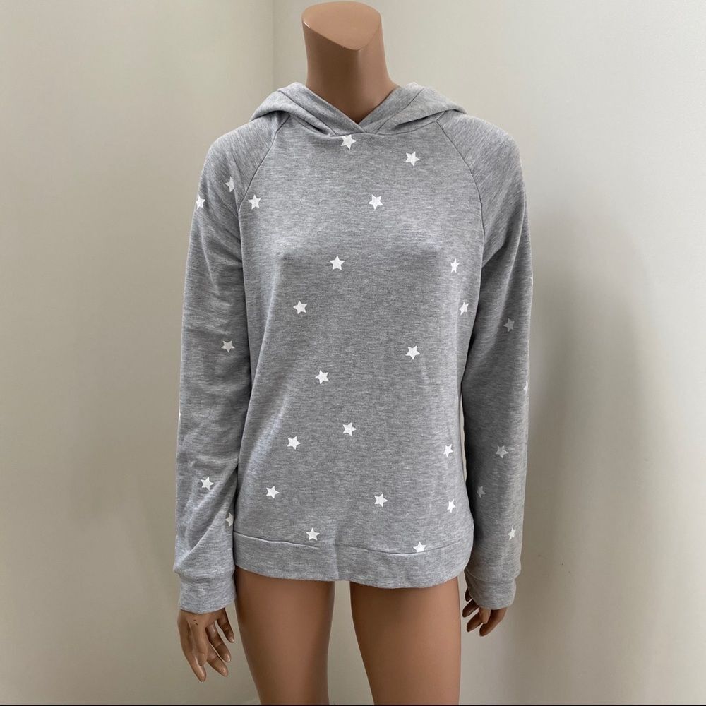 Market gray white print hoodie sweatshirt L